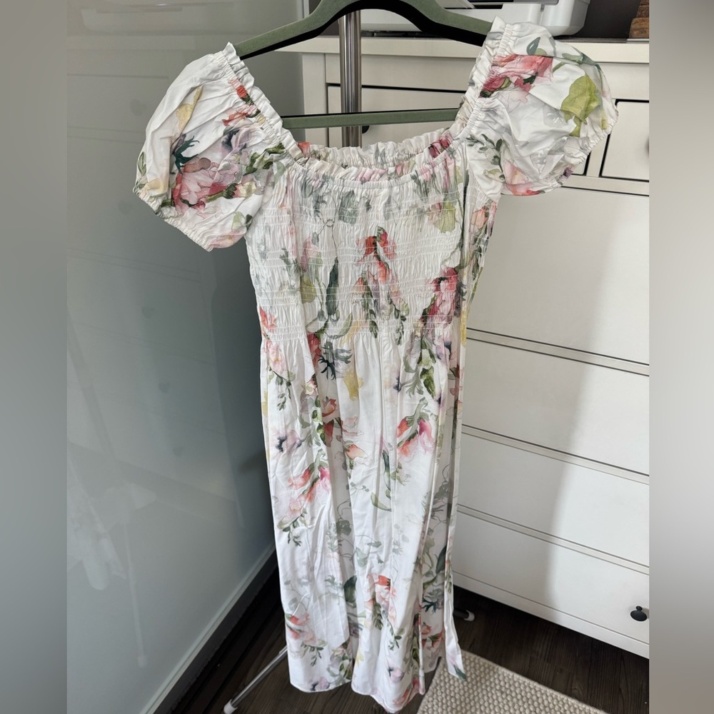 NWT Floral nap dress - white/pink/green